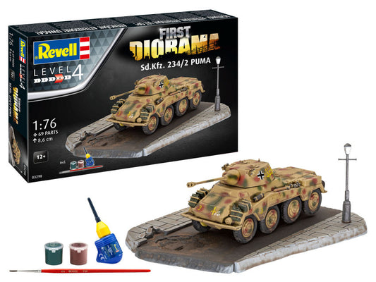 KIT DA MONTARE COMPATIBILE CON FIRST DIORAMA SET SD.KFZ.234/2 PUMA KIT 1:76 REVELL RV03298