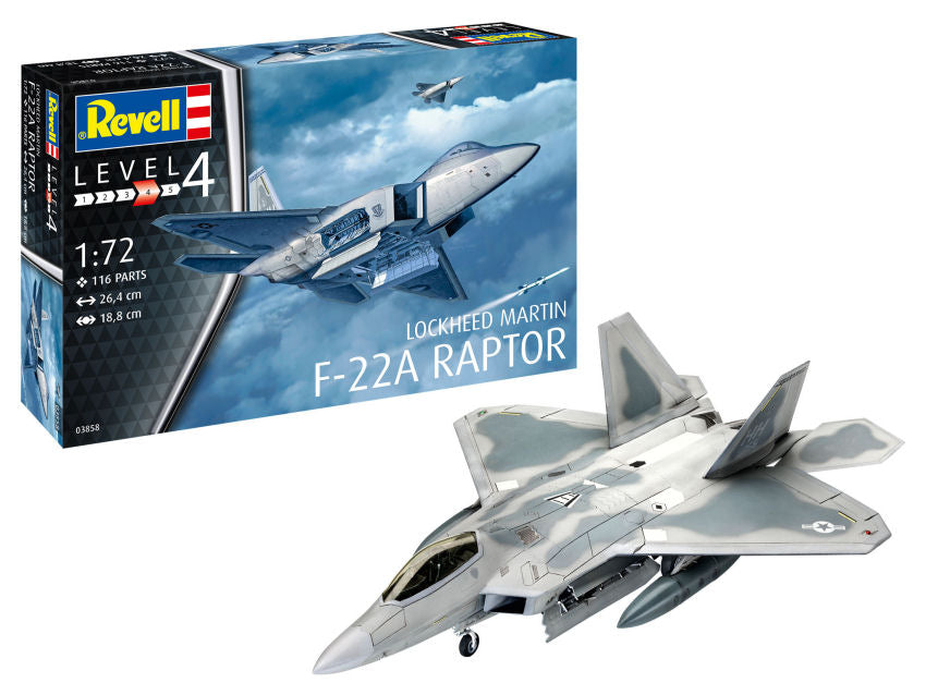 KIT DA MONTARE SCALA COMPATIBILE CON LOCKHEED MARTIN F-22A RAPTOR KIT 1:72 REVELL RV03858 241220