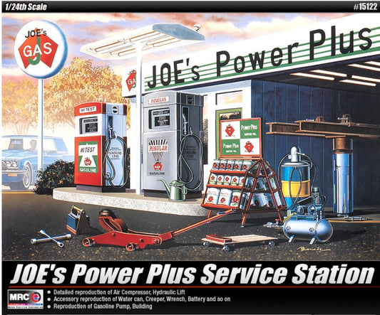 MODELLINO IN SCALA Academy COMPATIBILE CON JOE'S POWER PLUS GAS SERVICE STATION KIT 1:24 MODEL SCALE ACD15122 241217