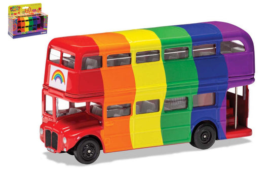 MODELLINO IN SCALA COMPATIBILE CON LONDON BUS RAIMBOW PEACE AND LOVE 1:64 CORGI GS82337