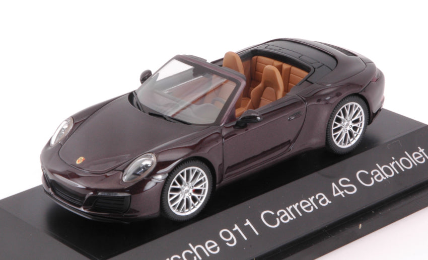 MODELLINO SCALA COMPATIBILE CON PORSCHE 911 CARRERA 4S CABRIOLET METALLIC DARK BROWN 1:43 HERPA HP7107