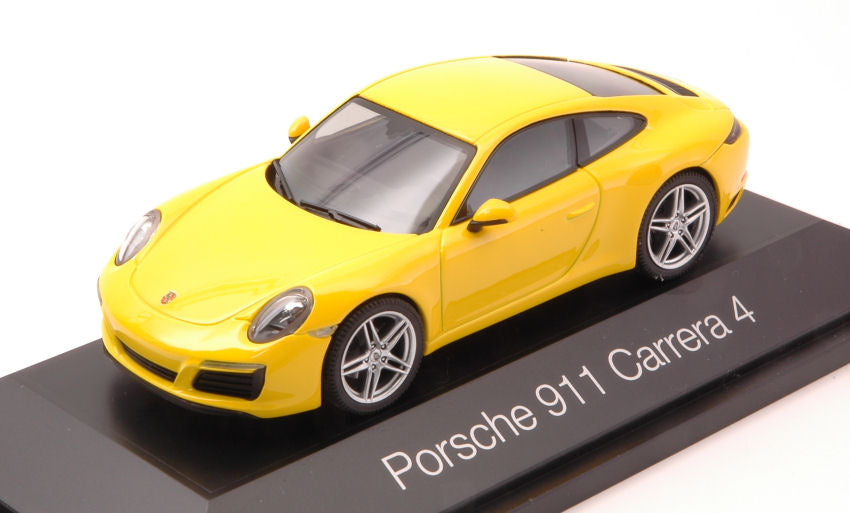 MODELLINO SCALA COMPATIBILE CON PORSCHE 911 CARRERA 4 COUPE  YELLOW 1:43 HERPA HP7108