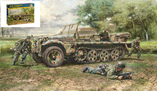 MODELLINO IN SCALA Italeri COMPATIBILE CON SD.KFZ.10 DEMAG D7 WITH GERMAN PARATROOPERS KIT 1:35 MODEL SCALE IT6561 241217