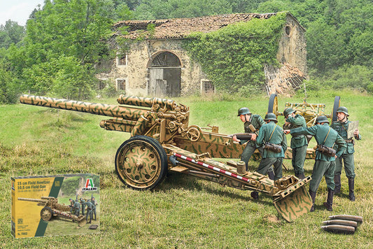 KIT DA MONTARE COMPATIBILE CON 15 cm FIELD HOWITZER 10,5 cm FIELD GUN KIT 1:72 ITALERI IT7082