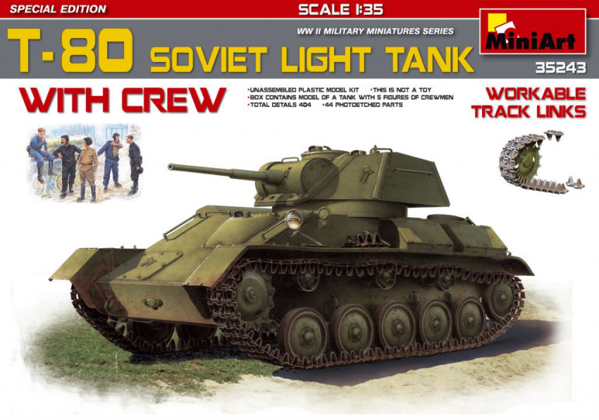 KIT DA MONTARE COMPATIBILE CON T-80 SOVIET LIGHT TANK W/CREW KIT 1:35 MINIART MIN35243