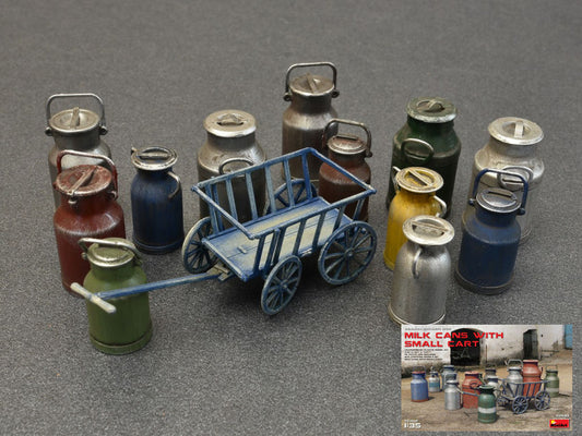 KIT DA MONTARE COMPATIBILE CON MILK CANS W/SMALL CART KIT 1:35 MINIART MIN35580