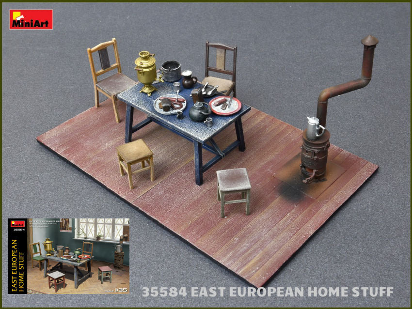 KIT DA MONTARE SCALA COMPATIBILE CON EAST EUROPEAN HOME STUFF KIT 1:35 MINIART MIN35584