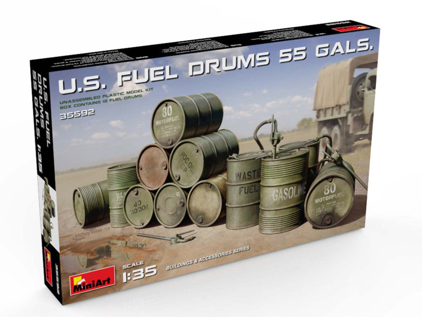 KIT DA MONTARE COMPATIBILE CON U.S.FUEL DRUMS (55 Gals.) KIT 1:35 MINIART MIN35592