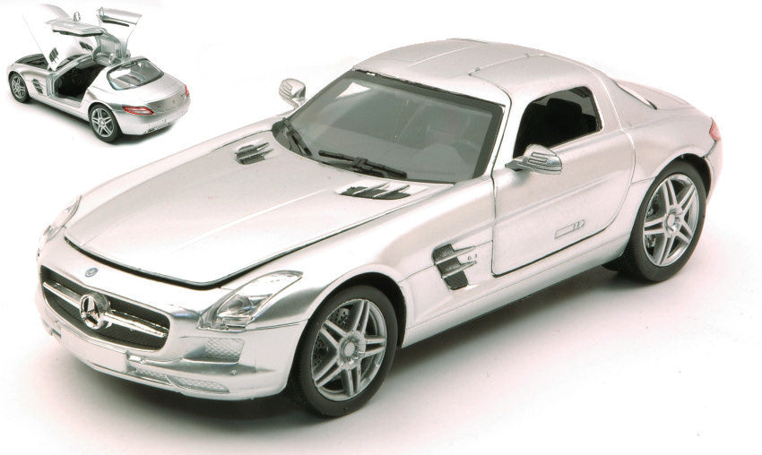 MODELLINO SCALA COMPATIBILE CON MERCEDES SLS AMG 2010 SILVER 1:24 NEW RAY NY71193S