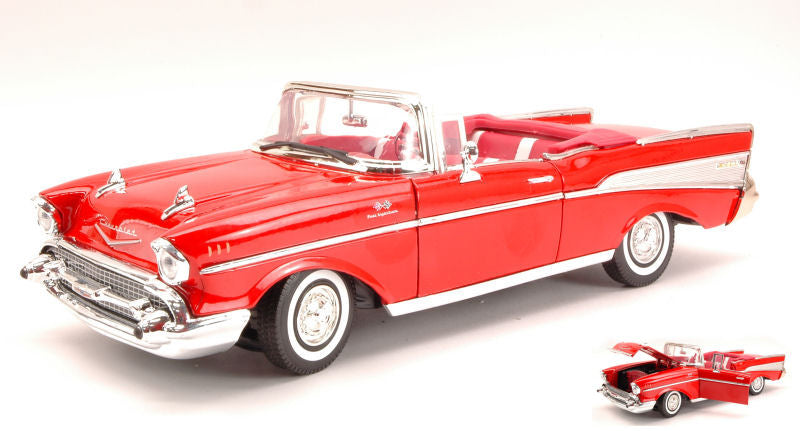 MODELLINO SCALA COMPATIBILE CON CHEVY BEL AIR 1957 RED 1:18 MOTORMAX MTM73175R