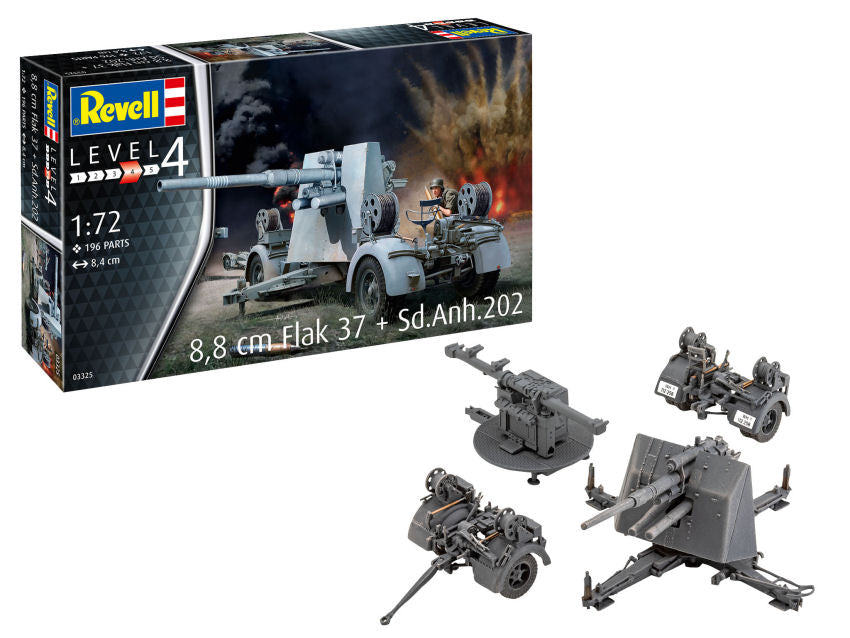 KIT DA MONTARE COMPATIBILE CON 8,8 cm FLAK 37 + Sd.Anh.202 KIT 1:72 REVELL RV03325