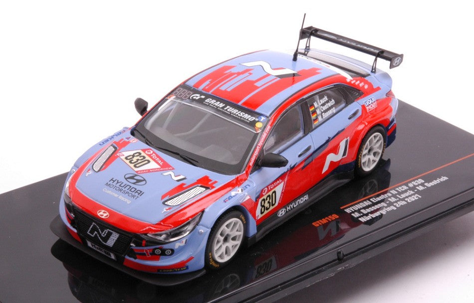 MODELLINO IN SCALA COMPATIBILE CON HYUNDAI ELANTRA N TCR N.830 24H NURB.2021 BASSENG/LAUCK/OESTREICH 1:43 IXO MODEL GTM159