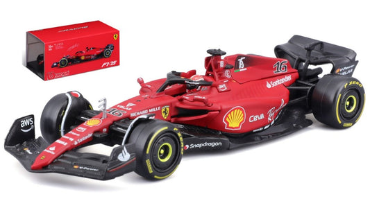 MODELLINO IN SCALA Burago COMPATIBILE CON FERRARI F1-75 N.16 2022 CHARLES LECLERC SIGNATURE 1:43 MODEL SCALE BU36831L 241217