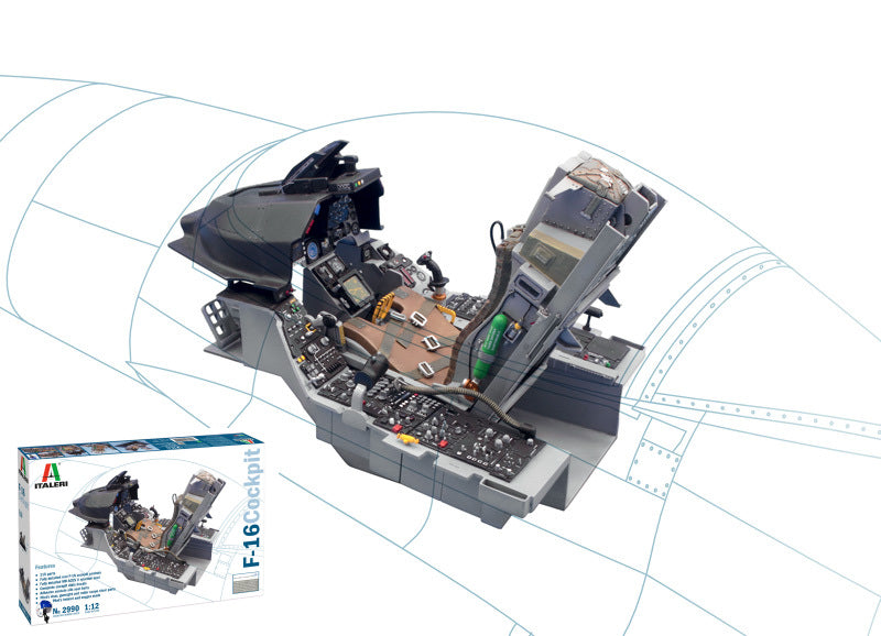 KIT DA MONTARE SCALA COMPATIBILE CON F-16 COCKPIT KIT 1:12 ITALERI IT2990