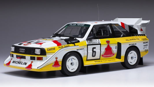 MODELLINO IN SCALA COMPATIBILE CON AUDI SPORT QUATTRO S1 E2 N.6 1000 LAKES RALLY 1985MIKKOLA/HERTZ 1:18 IXO MODEL 18RMC161B