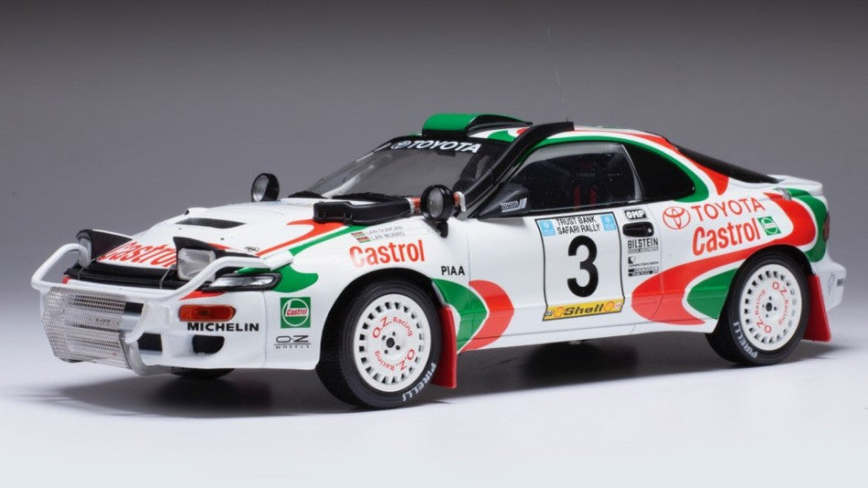 MODELLINO IN SCALA COMPATIBILE CON TOYOTA CELICA TURBO 4WD N.3 SAFARI RALLY 1993DUNCAN/MUNRO 1:18 IXO MODEL 18RMC150C