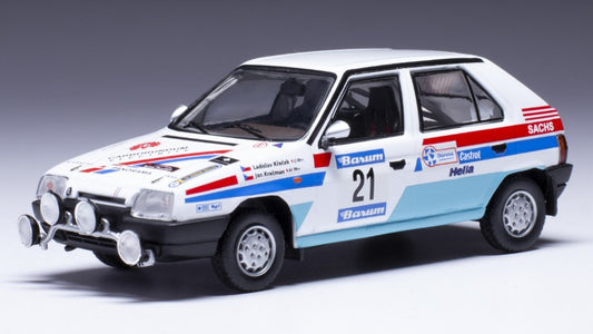 MODELLINO IN SCALA COMPATIBILE CON SKODA FAVORIT 136L N.21 BARUM RALLY 1990 KRECEK/KRECMAN 1:43 IXO MODEL RAC432