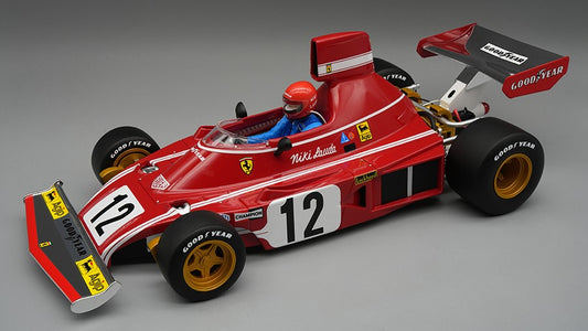 MODELLINO IN SCALA Tecnomodel COMPATIBILE CON FERRARI 312 B3 WINN.SPAIN GP 1974 N.LAUDA W/DRIVER 1:18 MODEL SCALE TMD18313A 241217