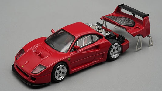 MODELLINO IN SCALA COMPATIBILE CON FERRARI F40 LM 1996 PRESS VERSION RED/SILVER WHEELS W/ENGINE DETAIL 1:64 TECNOMODEL TMD6401A