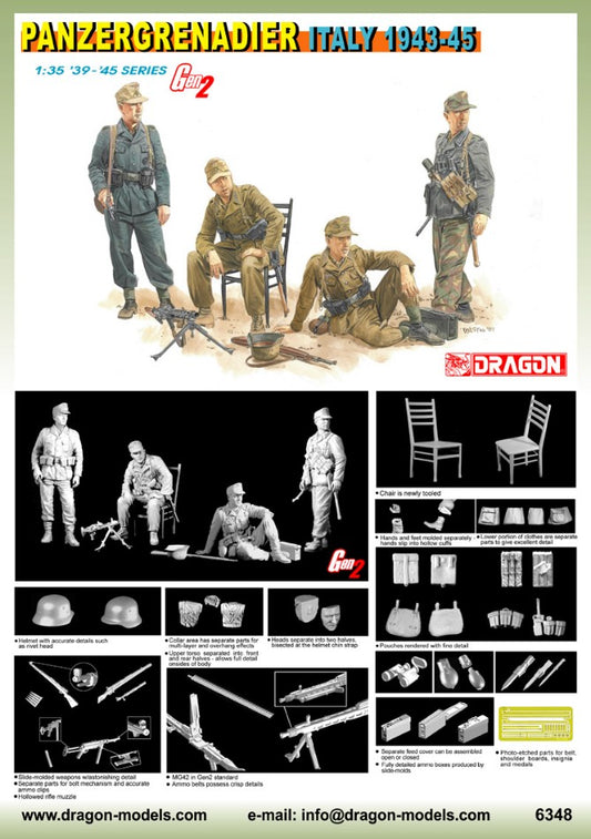 MODELLINO IN SCALA Dragon COMPATIBILE CON PANZERGRENADIER ITALY 1943-45  KIT 1:35 MODEL SCALE D6348 241217