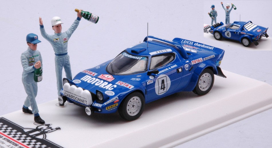 MODELLINO IN SCALA COMPATIBILE CON LANCIA STRATOS HF N.4 WINN.RALLY MONTE C.1979 W/FIG.DARNICHE-MAHE 1:43 IXO MODEL SPRM001-79