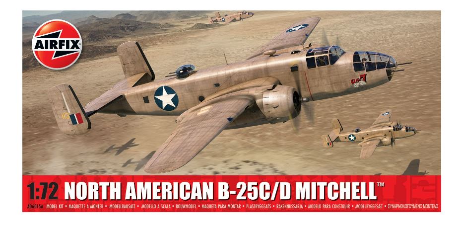 KIT DA MONTARE COMPATIBILE CON NORTH AMERICAN B-25C D MITCHELL KIT 1:72 AIRFIX A06015A