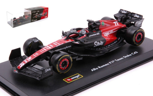 MODELLINO IN SCALA COMPATIBILE CON ALFA ROMEO F1 C43 N.77 2023 VALTTERI BOTTAS SIGNATURE W/HELMET 1:43 BURAGO BU38086B