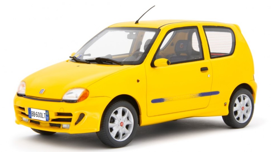 MODELLINO SCALA COMPATIBILE CON FIAT 600 SPORTING ABARTH 1998 YELLOW 1:18 LAUDO RACING LM170A