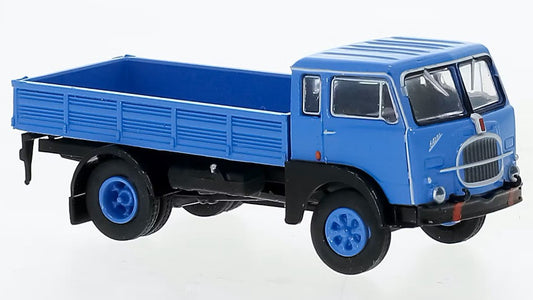 MODELLINO IN SCALA COMPATIBILE CON FIAT 642 FLATBED PLATFORM TRAILER BLUE/BLACK 1:87 BREKINA BRE58601