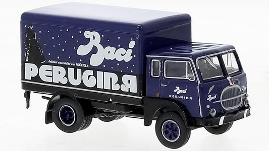 MODELLINO IN SCALA COMPATIBILE CON FIAT 642 BOX WAGON CIOCCOLATO PERUGINA 1962 1:87 BREKINA BRE58608