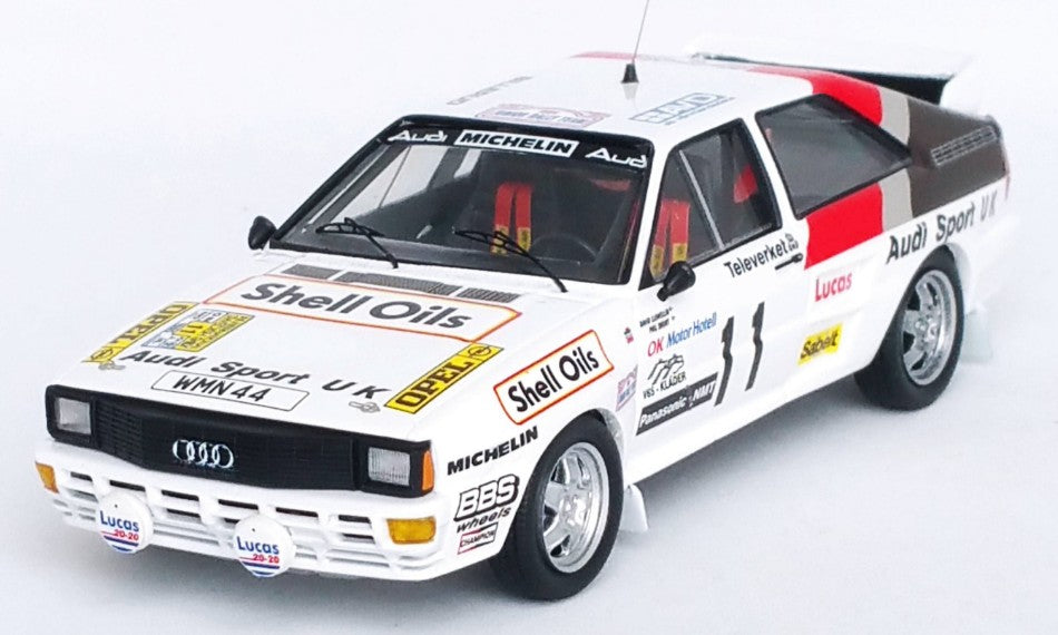 MODELLINO IN SCALA COMPATIBILE CON AUDI QUATTRO SWEDEN RALLY 1985 LLEWELLIN-SHORT 1:43 TROFEU TFRRSE25