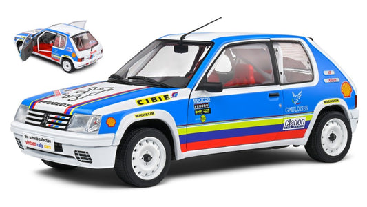 MODELLINO IN SCALA COMPATIBILE CON PEUGEOT 205 1.9 RALLY SCHWAB COLLECTION 1990 1:18 SOLIDO SL1801716