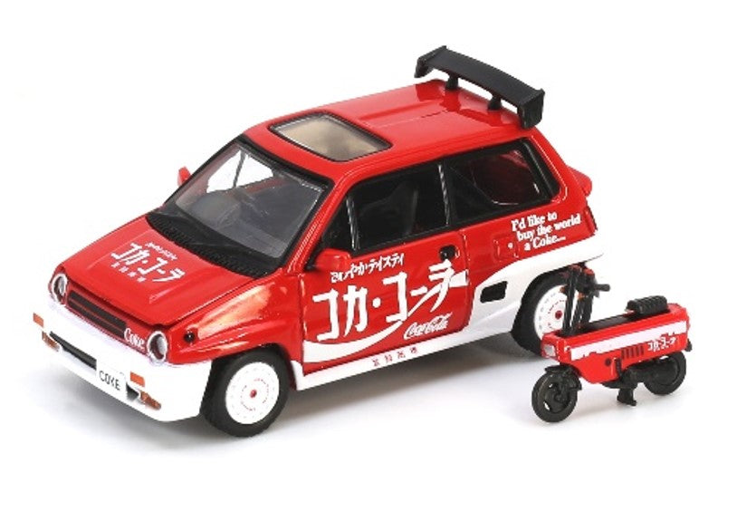 MODELLINO IN SCALA COMPATIBILE CON HONDA CITY TURBO II COCA COLA WITH MOTOCAMPO LIVERY 1:64 SPARK MODEL COKE058