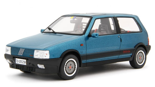 MODELLINO SCALA COMPATIBILE CON FIAT UNO TURBO I.E. ANTISKID 1988 MET.BLUE 1:18 LAUDO RACING LM169C