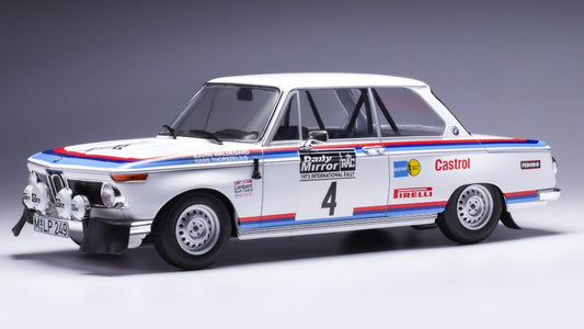 MODELLINO SCALA COMPATIBILE CON BMW 2002 N.4 RAC RALLY 1973 WALDEGAARD-THORSZELIUS 1:18 IXO MODEL 18RMC163