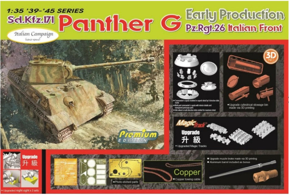 KIT DA MONTARE COMPATIBILE CON SD.KFZ.171 PANTHER G EARLY PROD.Pz.Rgt.26 ITALIAN FRONT KIT 1:35 DRAGON D6622