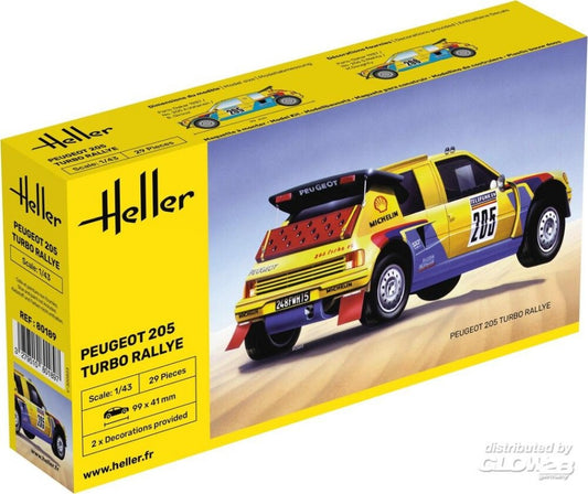 KIT DA MONTARE COMPATIBILE CON PEUGEOT 205 TURBO RALLY KIT 1:43 HELLER HL80189