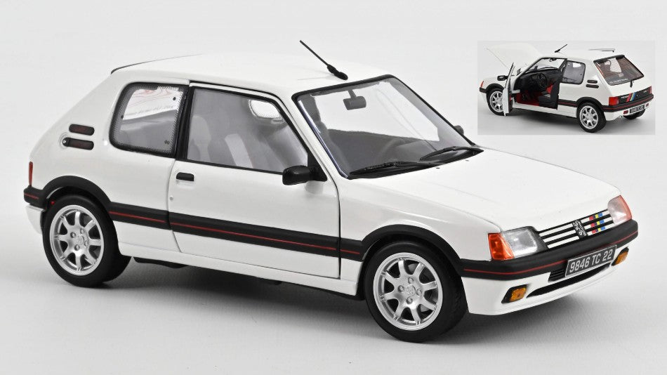 MODELLINO SCALA COMPATIBILE CON PEUGEOT 205 GTI 1.9 1989 MEIJE WHITE 1:18 NOREV NV184842