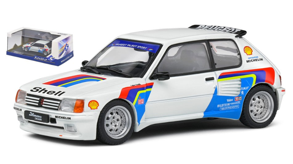 MODELLINO IN SCALA COMPATIBILE CON PEUGEOT 205 GTi DIMMA RALLY TRIBUTE 1992 WHITE 1:43 SOLIDO SL4310805