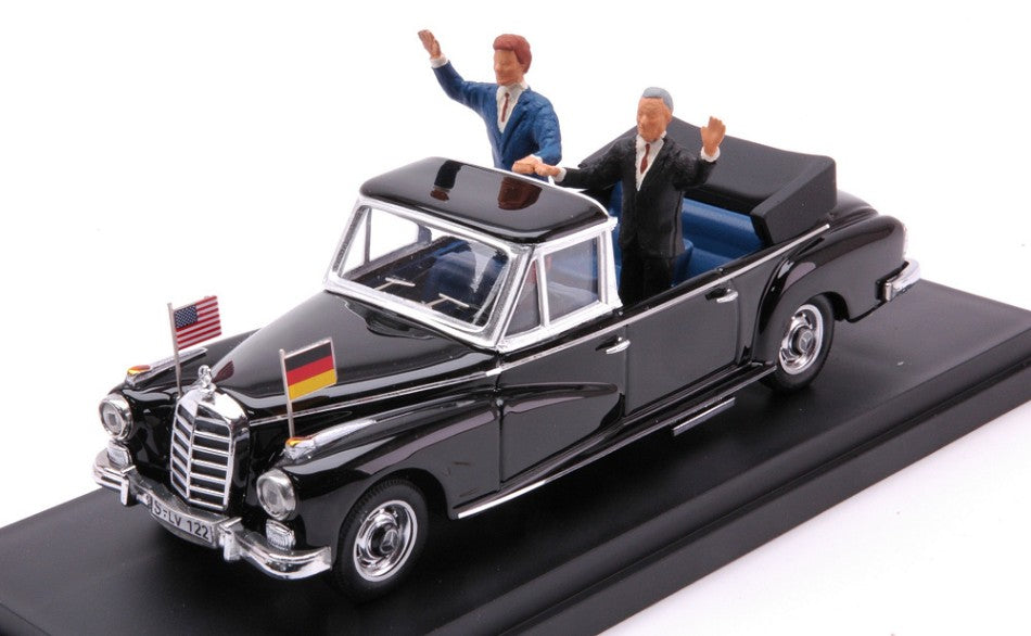 MODELLINO IN SCALA COMPATIBILE CON MERCEDES 300 D LANDAULET 1963 ADENAUER-KENNEDY 1:43 RIO RI4264-2P