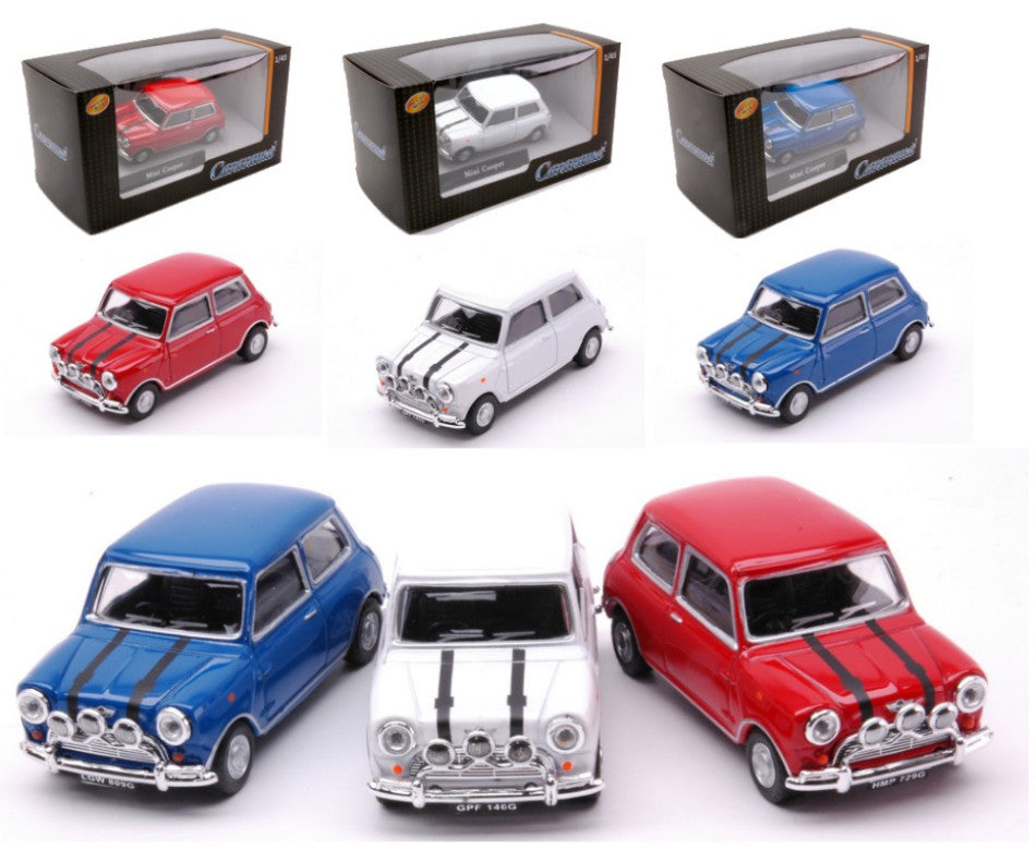 MODELLINO IN SCALA COMPATIBILE CON MINI COOPER "THE ITALIAN JOB" MOVIE 3 CARS SET 1:43 CARARAMA CA41350