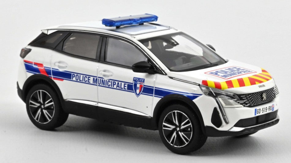 MODELLINO IN SCALA COMPATIBILE CON PEUGEOT 3008 2023 POLICE MUNICIPALE WITH RED & YELLOW STRIPING 1:43 NOREV NV473949