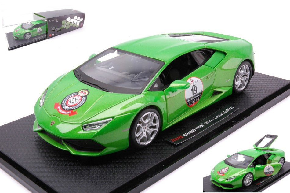 MODELLINO IN SCALA COMPATIBILE CON LAMBORGHINI HURACAN ZOUTE GRAND PRIX 2019 GREEN W/SHOWCASE 1:24 BURAGO BU21092ZG