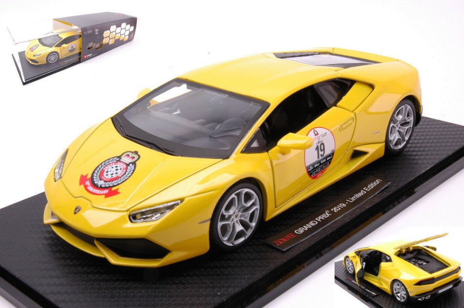 MODELLINO IN SCALA COMPATIBILE CON LAMBORGHINI HURACAN ZOUTE GRAND PRIX 2019 YELLOW W/SHOWCASE 1:24 BURAGO BU21092ZY