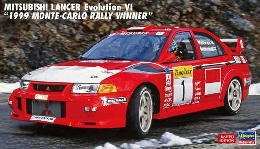 KIT DA MONTARE SCALA COMPATIBILE CON MITSUBISHI LANCER EVO VI 1999 WINNER MONTECARLO RALLY KIT 1:24 HASEGAWA HA20666