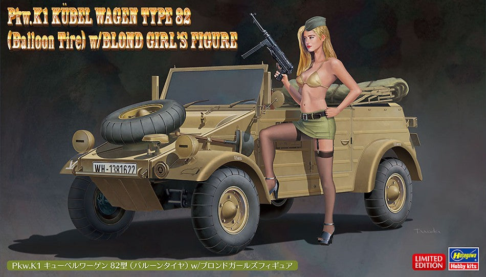 KIT DA MONTARE COMPATIBILE CON K1 KUBELWAGEN 82 W/BLONDE GIRL FIGURE KIT 1:24 HASEGAWA HA52273