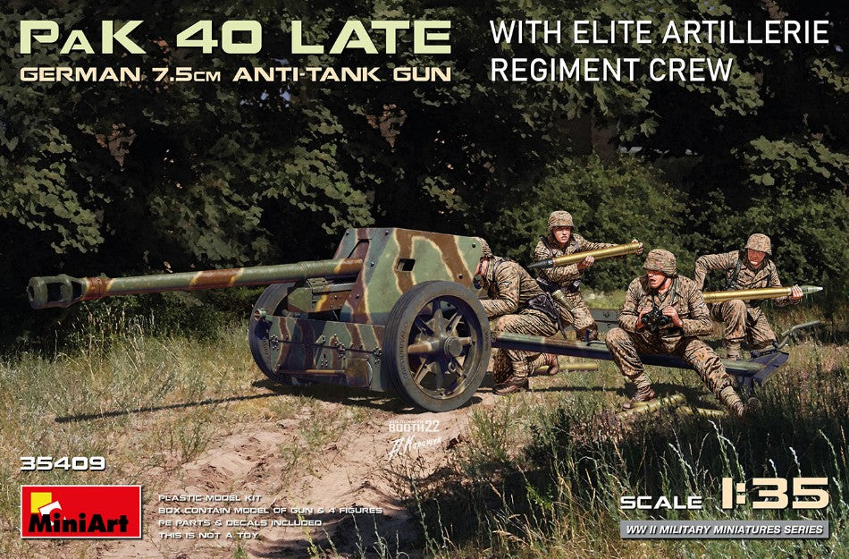 KIT DA MONTARE SCALA COMPATIBILE CON GERMAN 7,5 cm ANTI.TANK GUN PAK 40 KIT 1:35 MINIART MIN35409