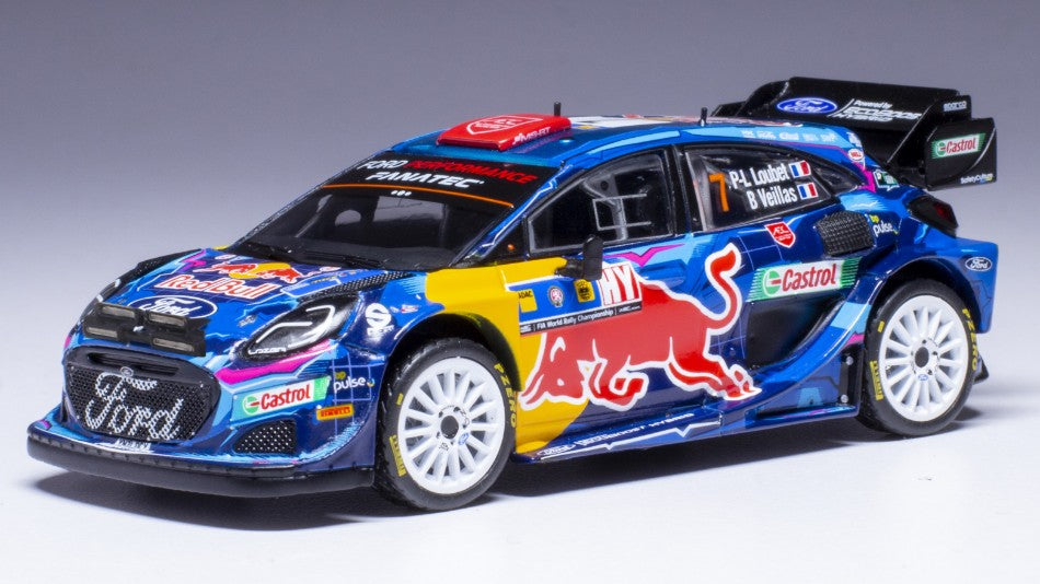 MODELLINO SCALA COMPATIBILE CON FORD PUMA WRC N.1 CENTRAL EUROPEAN RALLY 2023 LOUBET-VEILLAS 1:43 IXO MODEL RAM905