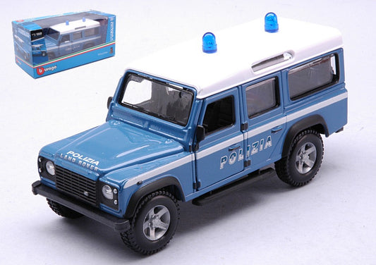 MODELLINO IN SCALA COMPATIBILE CON LAND ROVER DEFENDER LWB POLIZIA 1:32 BURAGO BU01526