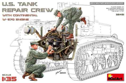 KIT DA MONTARE SCALA COMPATIBILE CON U.S. TANK REPAIR CREW w/CONTINENTAL W-670 ENGINE KIT 1:35 MINIART MIN35461